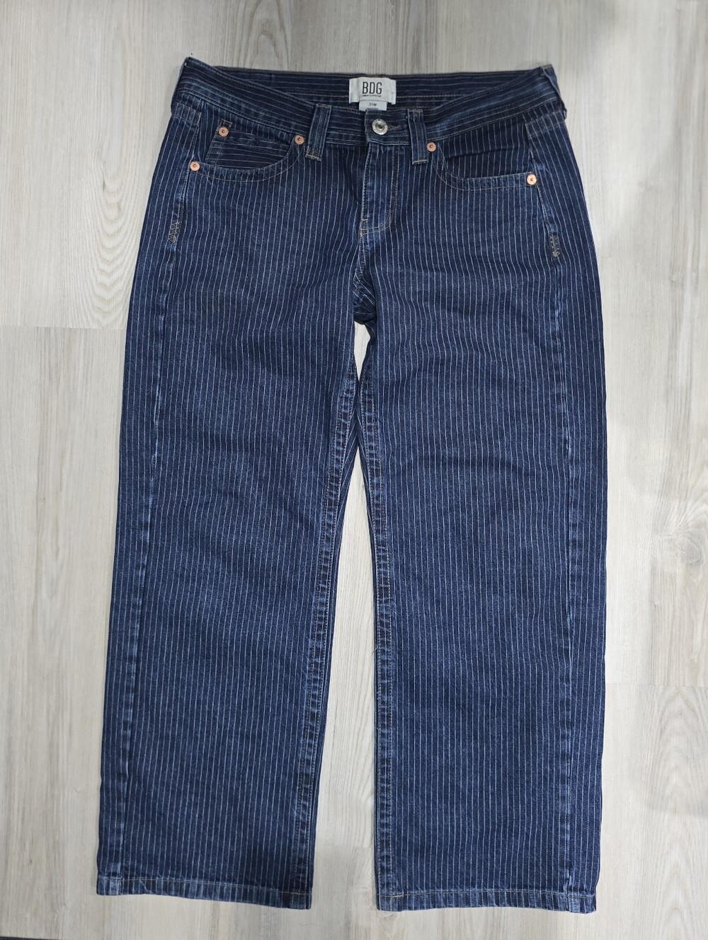 BDG Urban Outfitters Women's Navy Pinstripe Wide-Leg Jeans Size 31